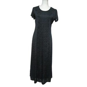 Vintage Latelier Clientele Black Dress Size M Long Sheath Floral Burnout Lined S